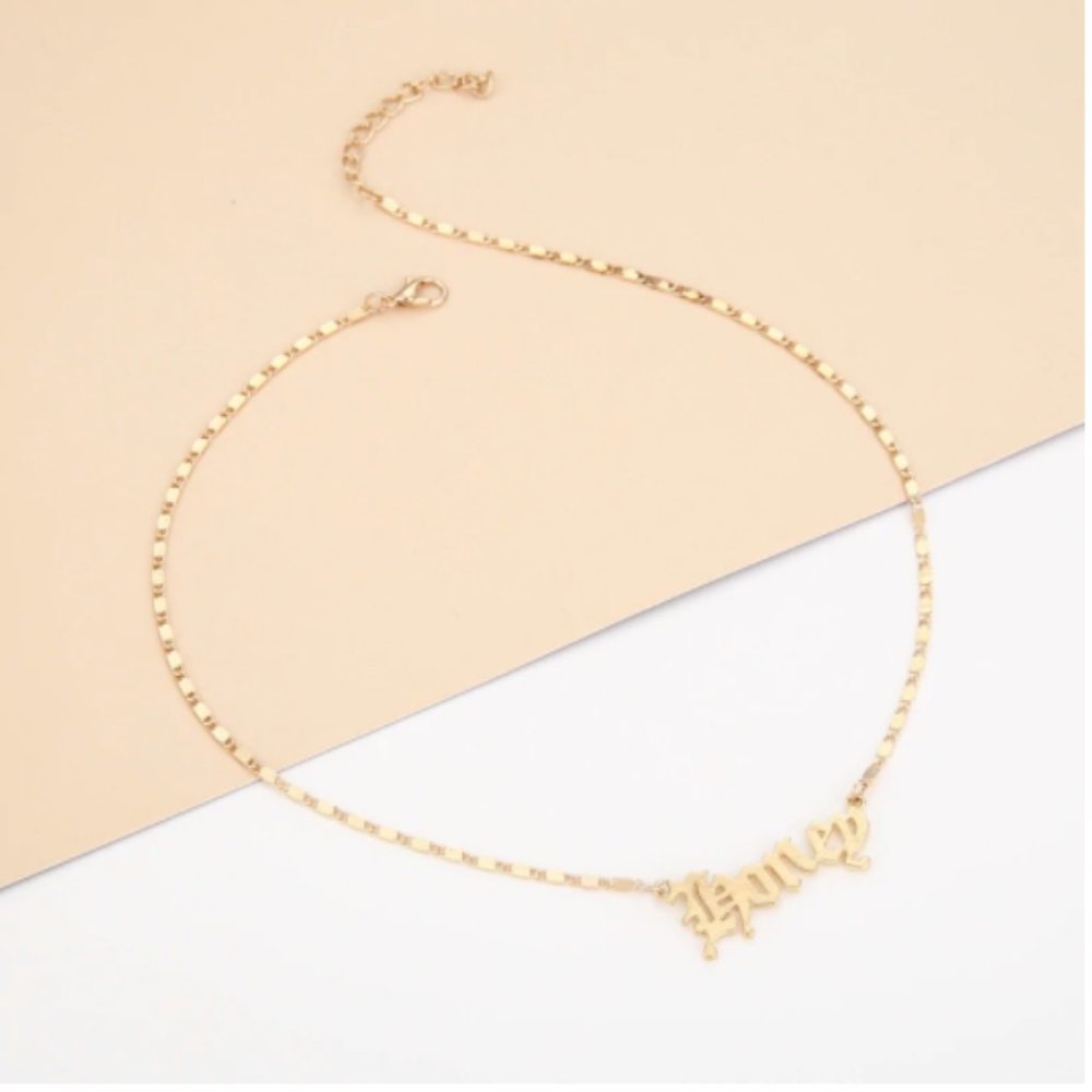 Princess + Honey Gold Name Plate Necklace - Picture 1 of 3